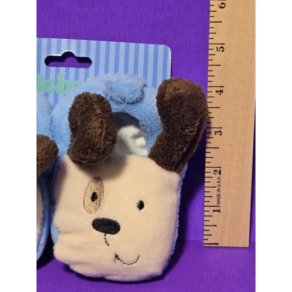 NEW Bebeta Baby Slippers Booties Infant 0-6 Months Blue Brown Dog Puppy Fleece‎